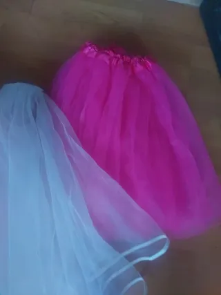 Falda y tul fiesta rosa y blanco