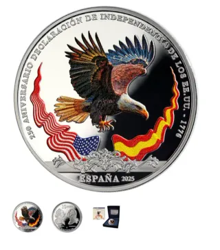 Moneda 10 Euros 250 Aniversario Independencia EEUU
