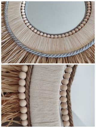 Espejo 80 cm de rafia y yute para Nerea