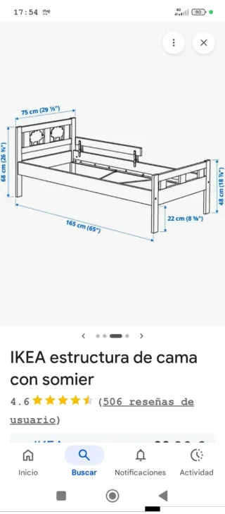 Estructura de cama IKEA con somier,Precio negociab