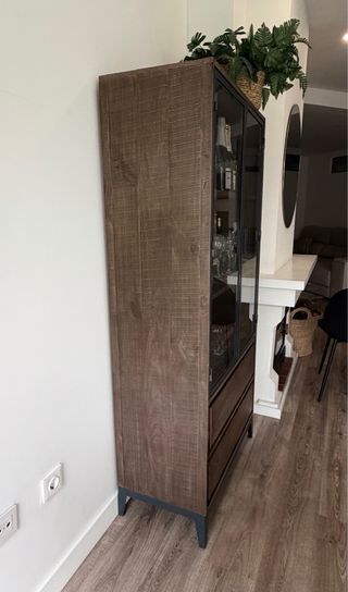 Vitrina Madera Maciza Cristal y Metal