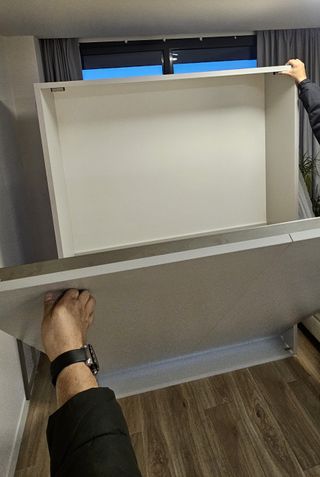 Cama Abatible calidad+, madera Blanca + estructura