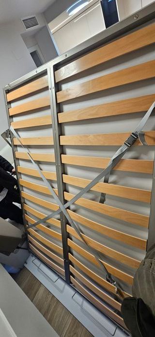 Cama Abatible calidad+, madera Blanca + estructura