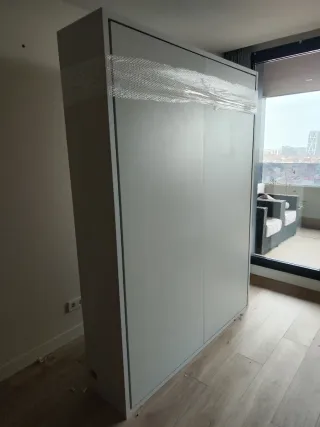 Cama Abatible calidad+, madera Blanca + estructura