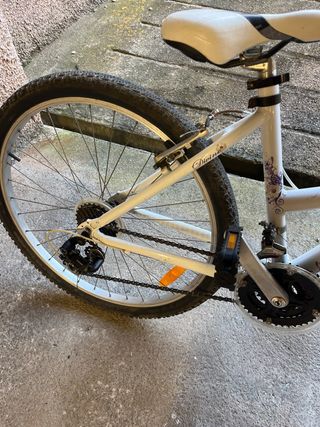 Bicicleta junior morada y blanca rueda de 26’