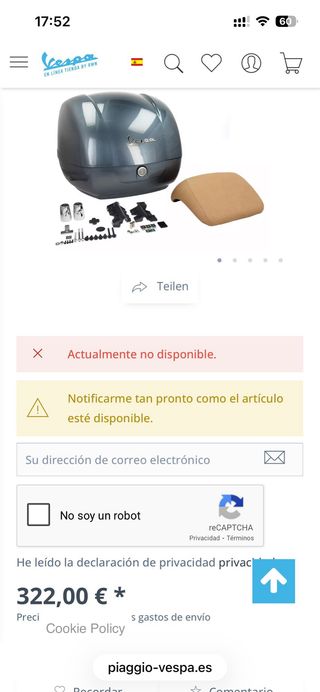 Vespa gts 300 Topcase y portaequipajes