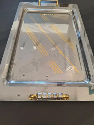 Vassoio vintage acciaio inox 18/10 oro