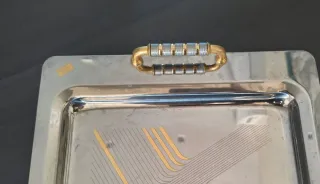 Vassoio vintage acciaio inox 18/10 oro