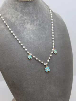 Gargantilla Acero Quirúrgico Chapado Oro Tréboles