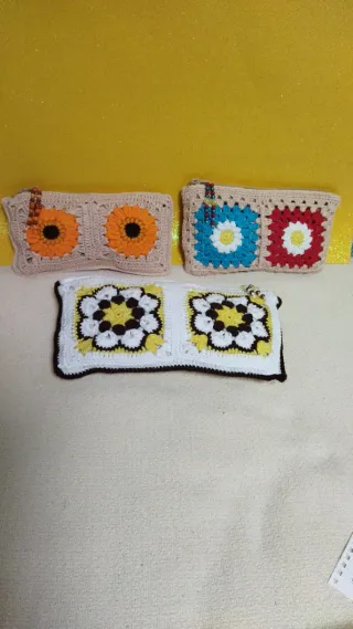 Cartera crochet artesanal girasoles