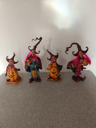 4 Figuras de Bruxas Halloween Abóboras
