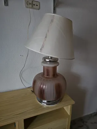 Lámpara de mesa retro cristal y metal