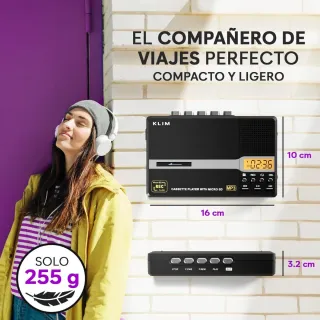 KLIM K10 Reproductor Cassette Portátil y Grabadora