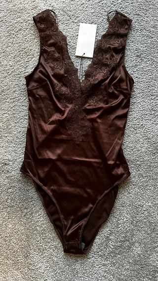 Body encaje Zara marrón