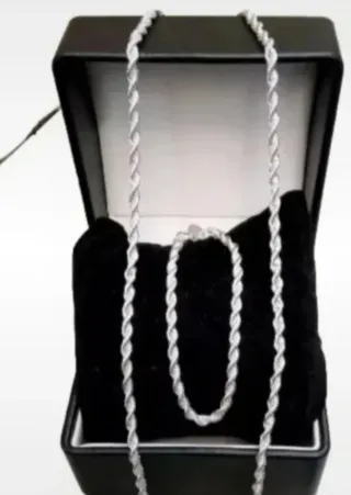 Set Collana Corda Argento S925 con Scatola