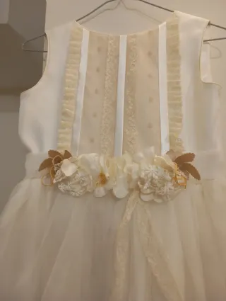 Vestido Comunión/Boda Beige y Blanco