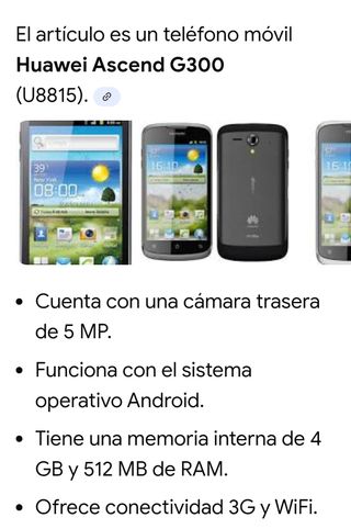 Huawei Ascend G300 Negro + Cargador