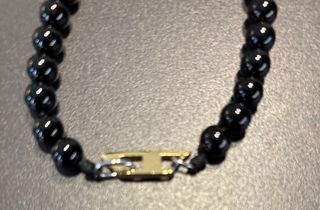 Pulsera Diesel ajustable de cuentas negras unisex