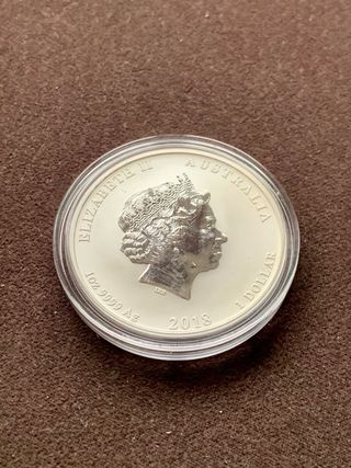 Plata 1 oz 2018 Tigre y Dragón Coloreada