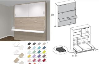 CAMA ABATIBLE + ESCRITORIO Y ARMARIO SUPERIOR RMB.