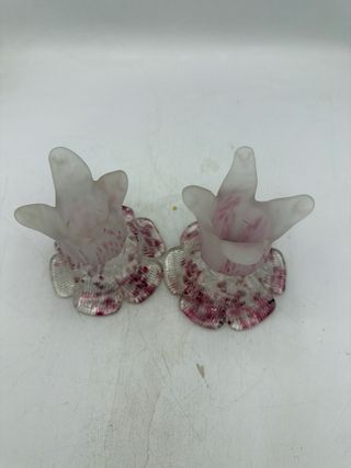 Coppia piccoli portacandela vetro di murano