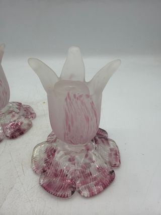 Coppia piccoli portacandela vetro di murano