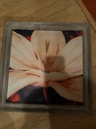 Cuadro antiguo óleo flor