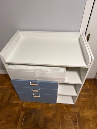 Cambiador SMÅSTAD blanco azul 3 cajones