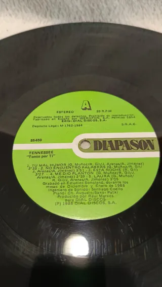 Vinilo LP Tennessee - Tonto por ti. Encarte Origin