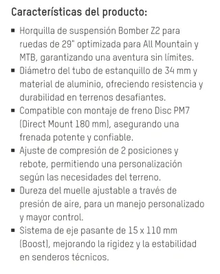 Horquilla Marzocchi Bomber Z2 29 140