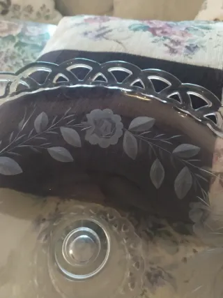 Plato tarta cristal pie decorado