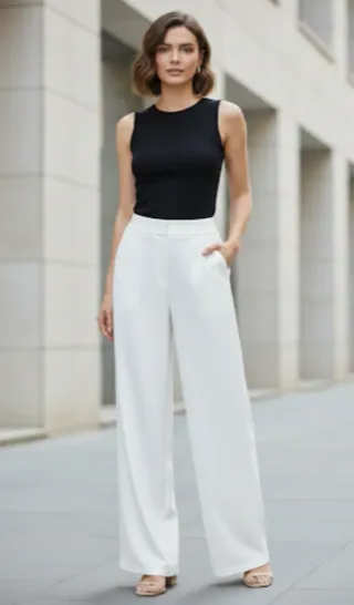 Pantalón Blanco Talla XS Corte Fluido