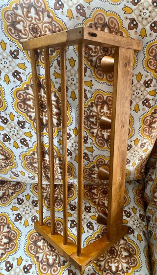 Perchero vintage madera estante y 4 colgadores