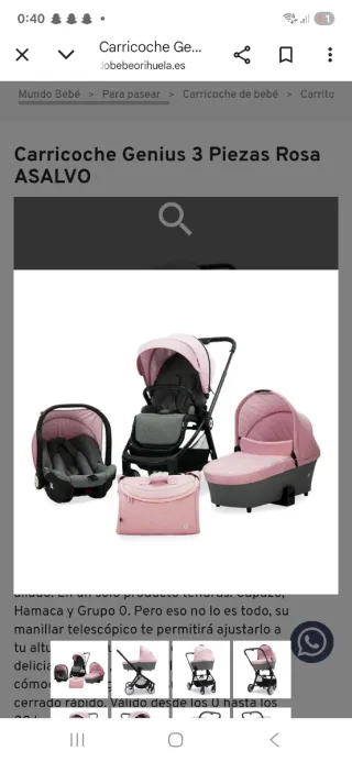 Carro de bebé 3 piezas Asalvo