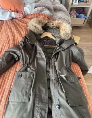Abrigo Woolrich verde lujo