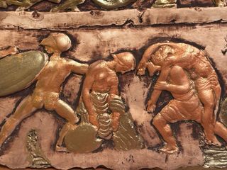 Placa de relieve antigua batalla barro