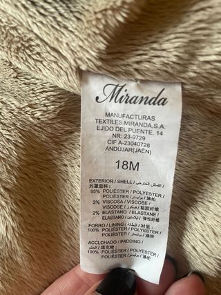 Abrigo infantil 18 meses forro pelo