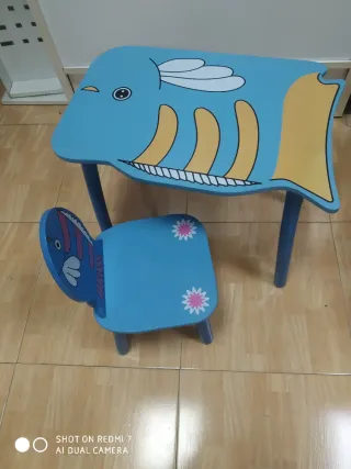Mesa y Silla Infantil Pez Azul