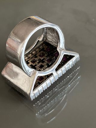 Grande anello argento 925 con pietre rosse