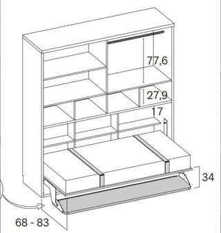 CAMA ABATIBLE CON ARMARIO SUPERIOR 105.