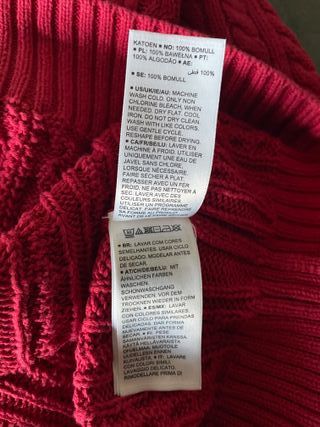 Jersey rojo trenzado algodón 100%. XL