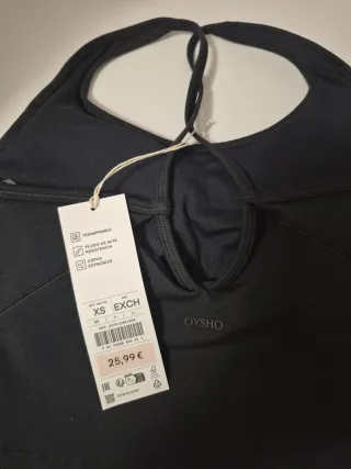 Top deportivo Oysho Negro Talla XS