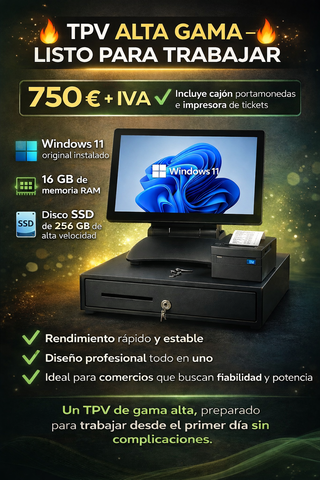 TPV alta gama 16GB SSD 256GB tactil nuevo completo