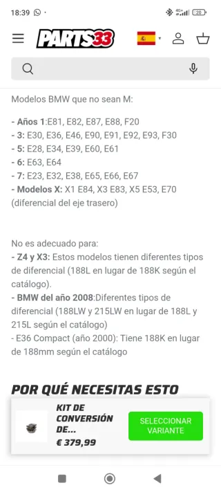 Diferencial E36 168 3.91 autoblocante con Lsd