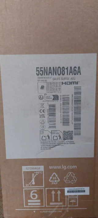 TV LG NanoCell 55" 4K AI ThinQ. 55NANO81A6A