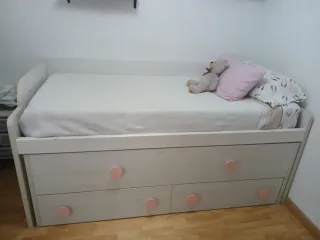 Cama nido 90×190 de madera maciza con cajones