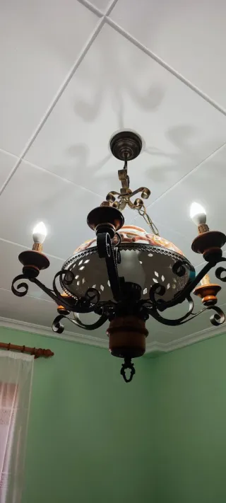 Lámpara rústica porcelana y metal