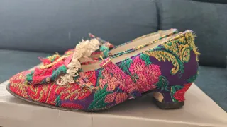 Vestido de fallera, 2 corpiños, los zapatos