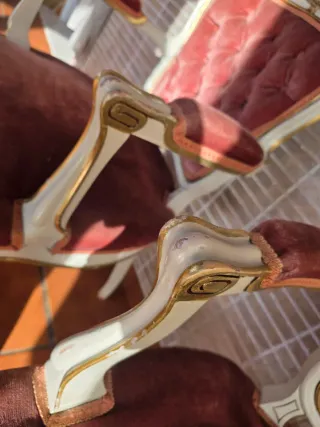 Sillas Vintage Terciopelo Rojo y Dorado 2 unidades