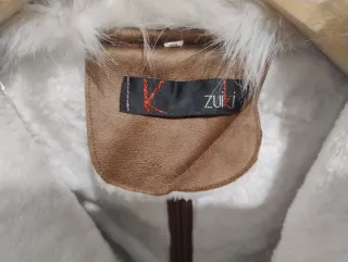 Giacca Zuiki donna marrone con pelliccia bianca